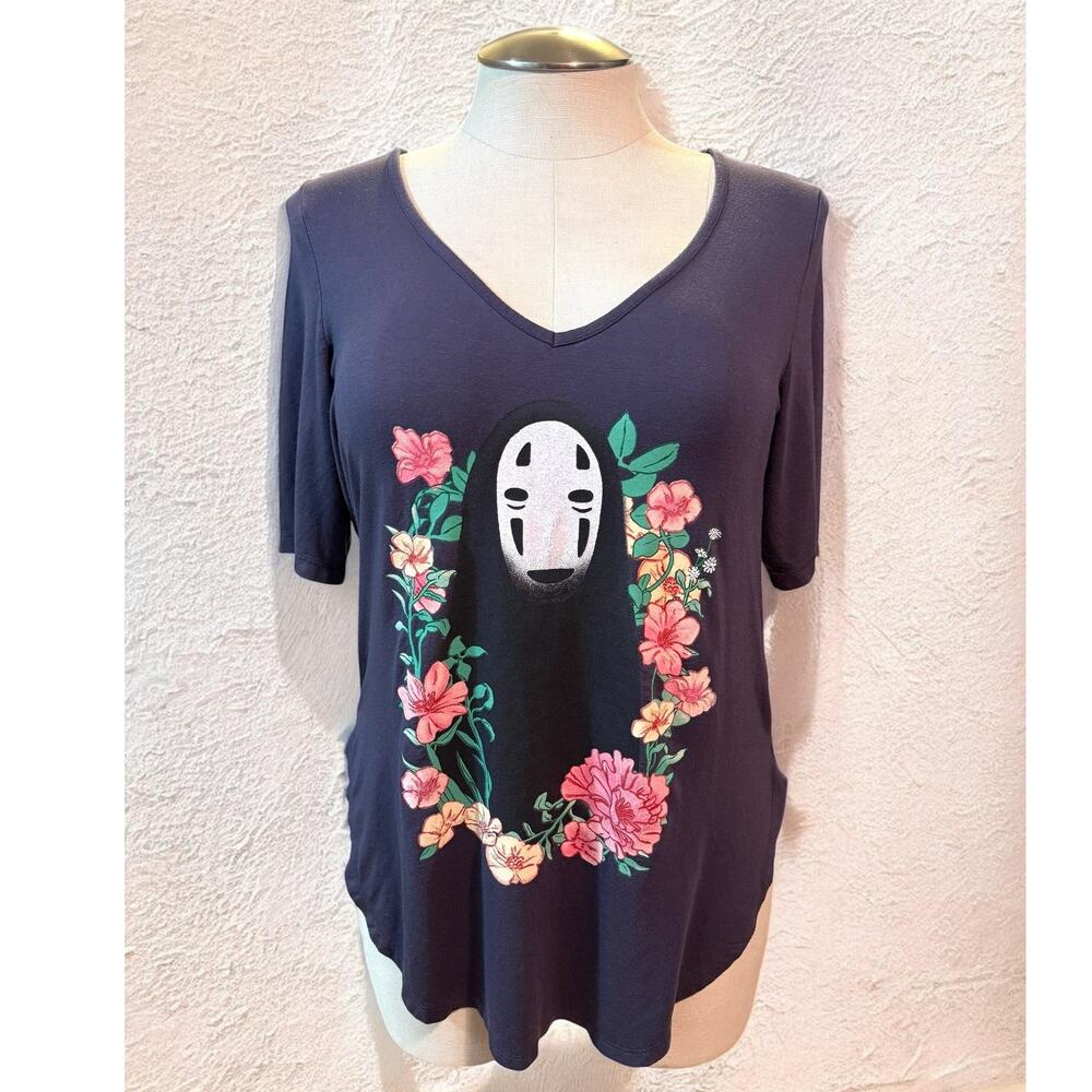 Torrid 0 Spirited Away No Face Super Soft V-Neck Henley Favorite Tunic Tee Shirt
